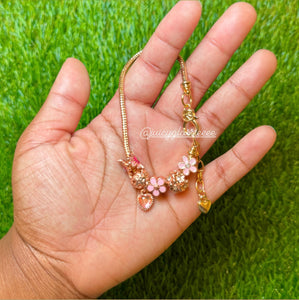 Pink Flower Bangle Bracelet