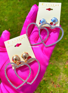 Big Heart Clip On Earrings